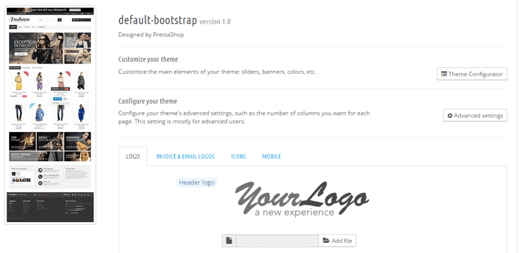 Personnalisation de la boutique