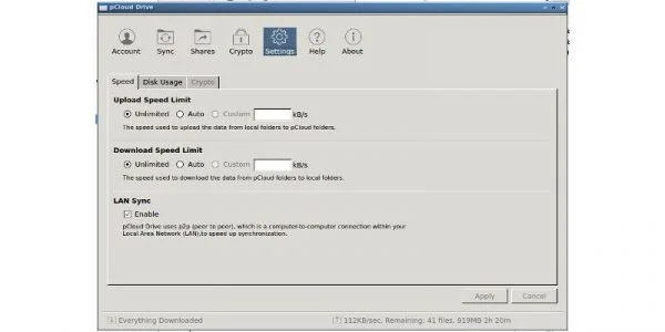 Avis pCloud - Nous l'avons testé pour vous ! 30 Définir les limites de bande passante