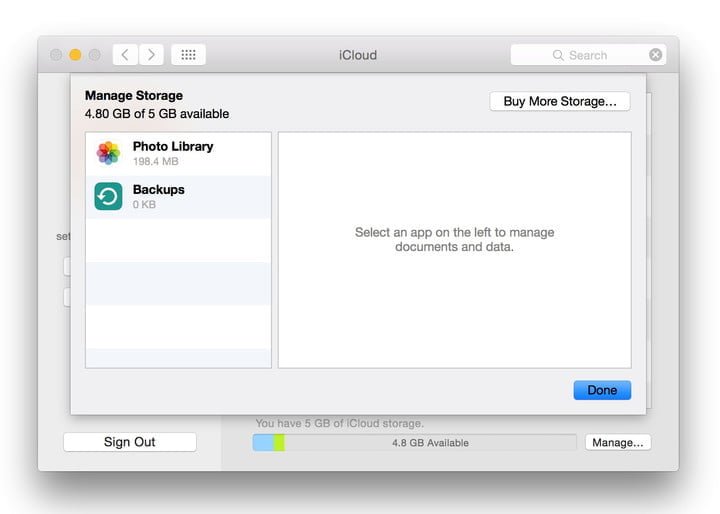 Gestion stockage iCloud