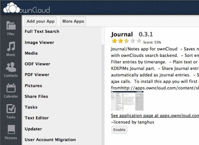 Ajouter des applications et étendre la puissance de OwnCloud