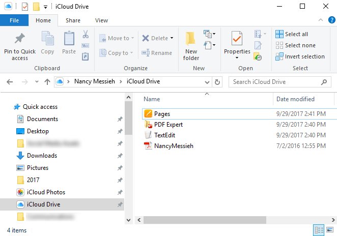 Fichier iCloud Drive dans Windows