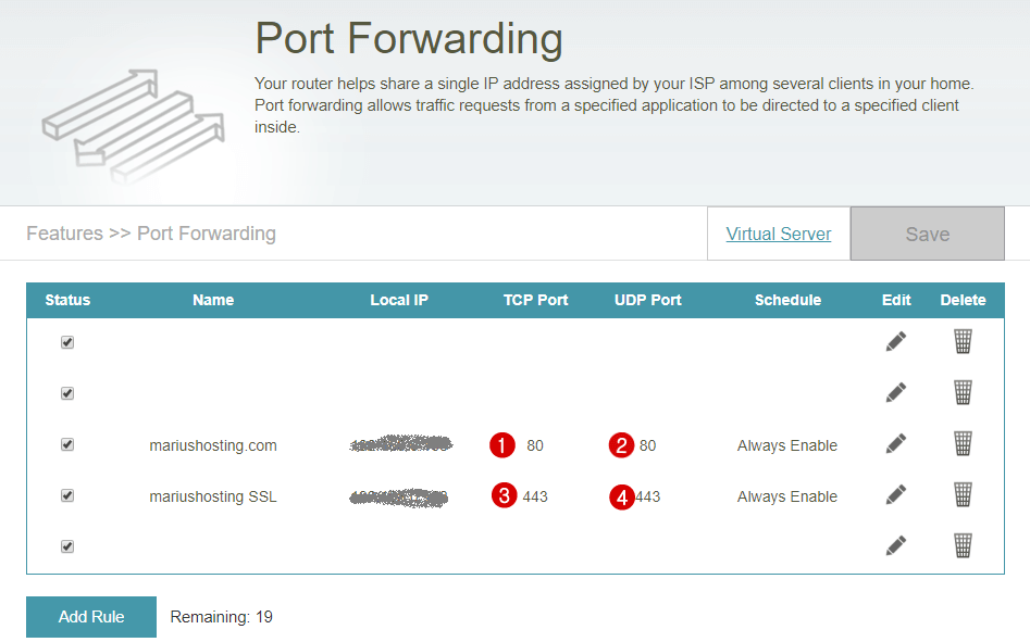Installation Nextcloud : transfert de ports