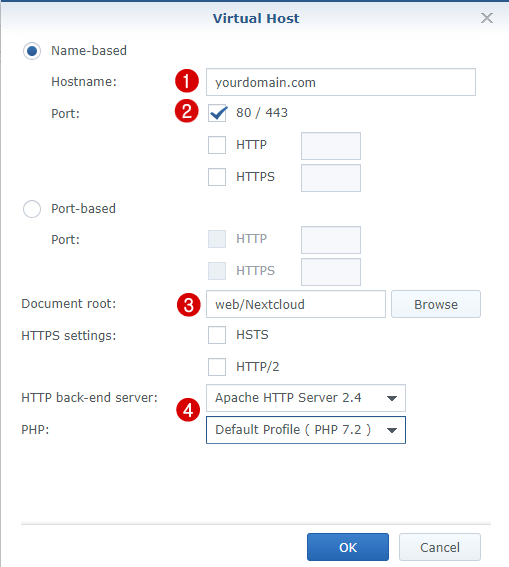 Hôte virtuel Synology - Nextcloud