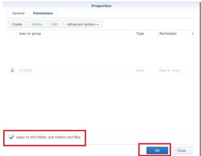 10 étapes pour installer Nextcloud sur votre Synology NAS 33 Appliquer à ce dossier, sous-dossiers et fichiers