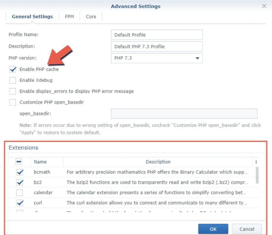 10 étapes pour installer Nextcloud sur votre Synology NAS 28 Activer le cache dans PHP
