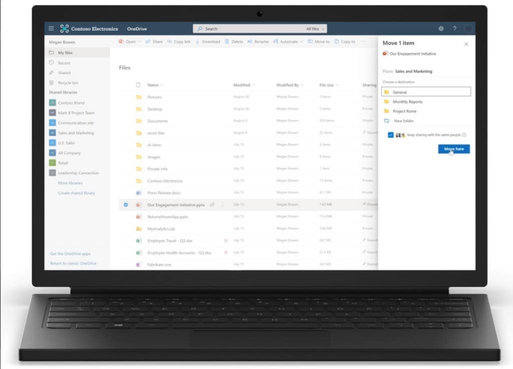 Qu'est-ce que OneDrive ? 18 Possibilité de déplacer des fichiers directement vers un dossier