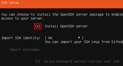 Cochez la case intitulée Installer OpenSSH, puis choisissez Terminé.