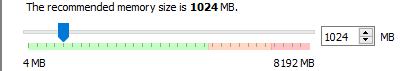 Definissez la taille de la memoire sur 1024 Mo