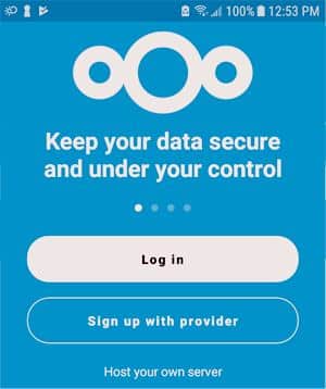 Dans l'application Nextcloud, cliquez sur Se connecter.