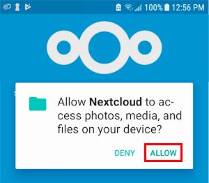 Autorisez Nextcloud à accéder à vos fichiers.