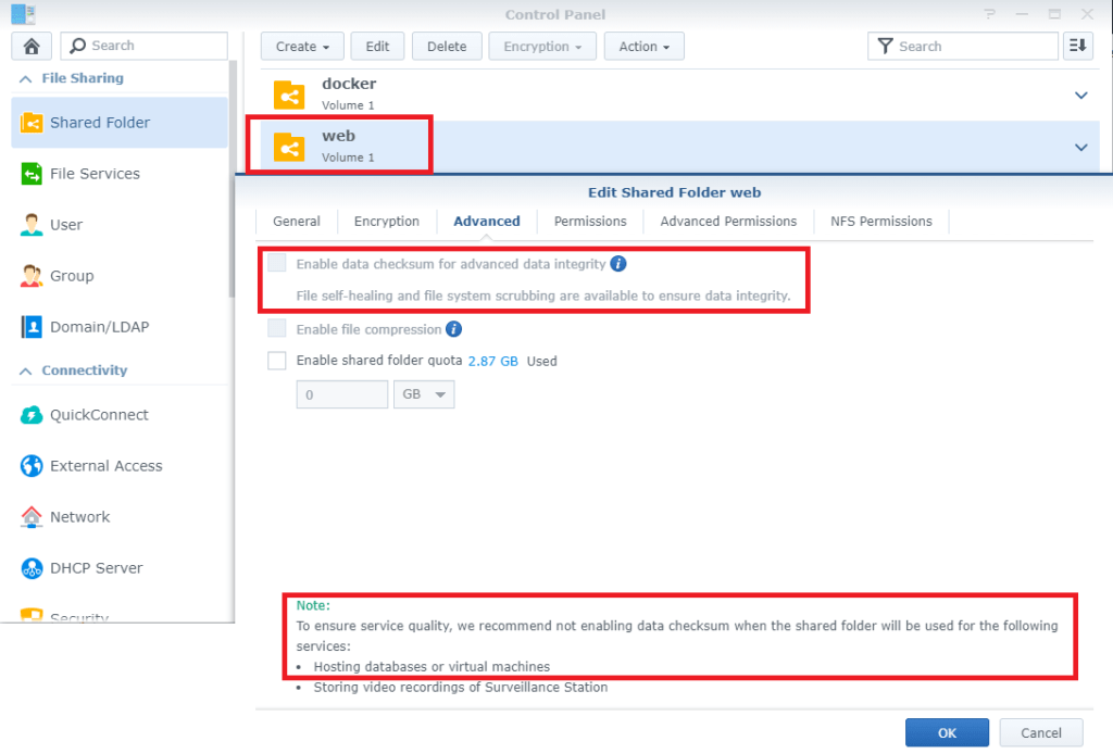 Synology : Comment créer un dossier partagé ? 25 dossier partagé web Synology WordPress