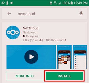 Dans le Google Play Store, installez Nextcloud.