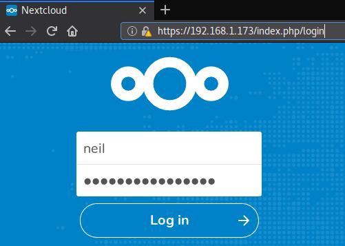 Connectez-vous avec votre utilisateur administrateur Nextcloud et votre mot de passe.