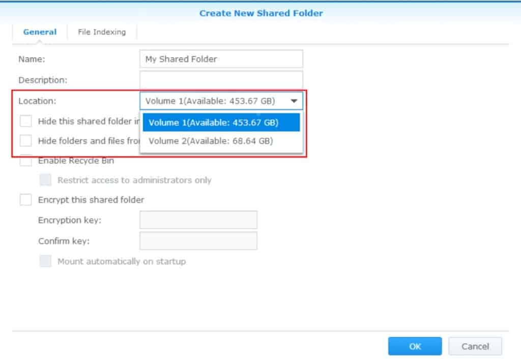 Synology : Comment créer un dossier partagé ? 17 volume pour dossier partage